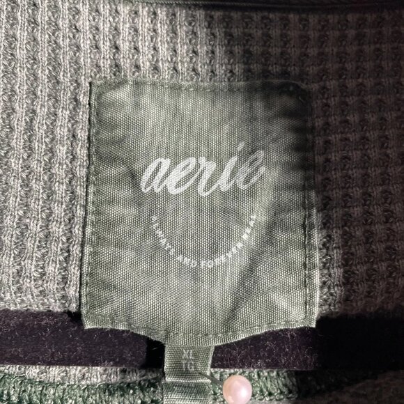 Aerie Womens Mystical Green Drop Shoulder Getaway Quarter Snap Sweatshirt Sz XL - Picture 3 of 8